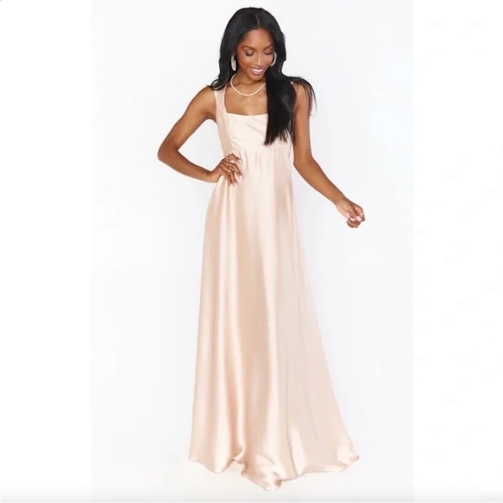 Show Me Your Mumu Madi Gown Maxi Dress in Champagne Luxe Satin, Size S New